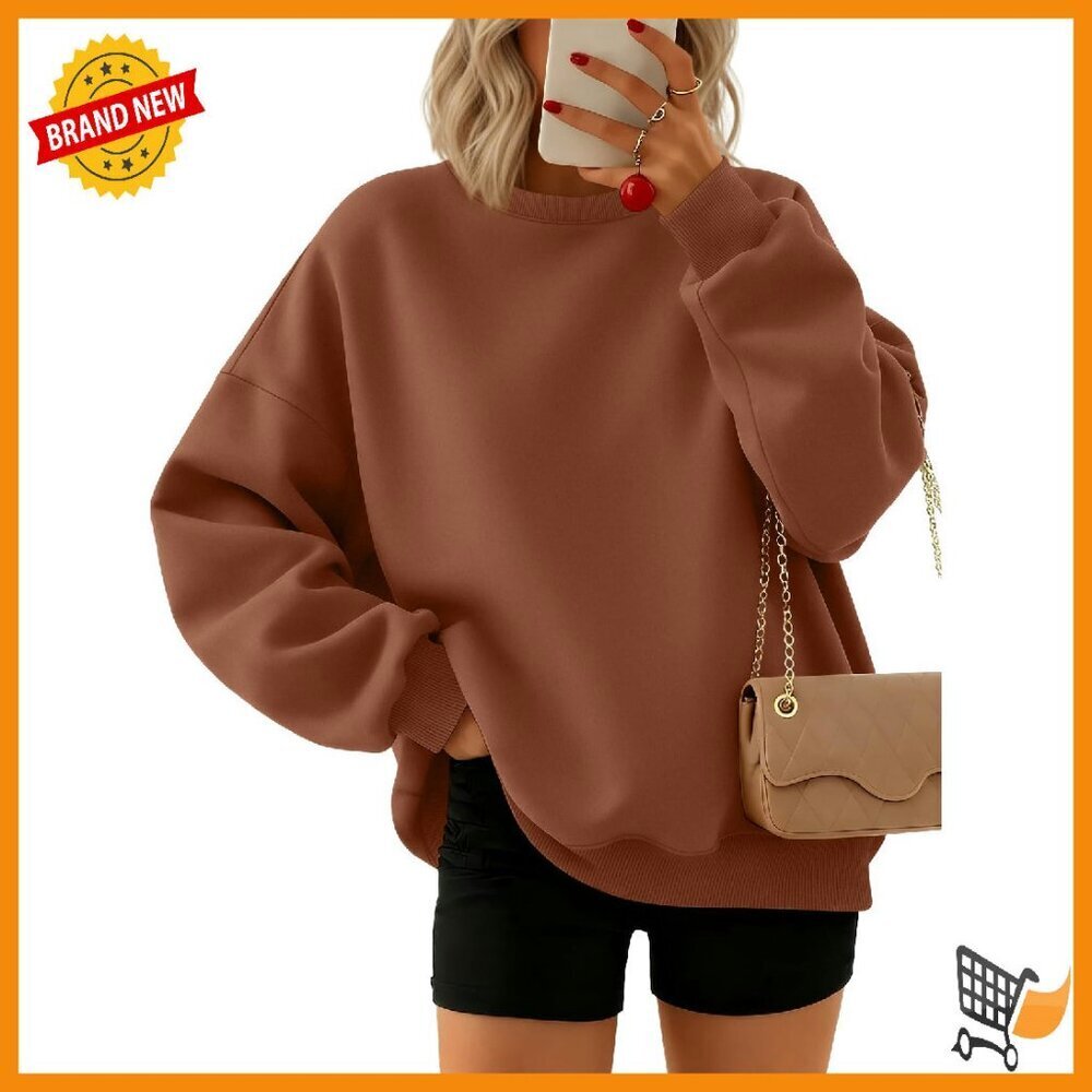 Oversized Crewneck Sweatshirt Women's Polycotton Comfy Fall Winter
